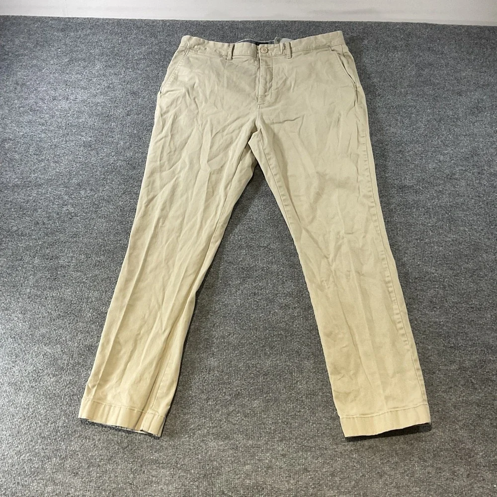 J.Crew Stretch Chino Pants Mens 35x30 Athletic Fit Khaki Tan Twill Trousers
